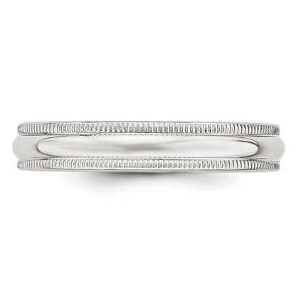 14K Weißgold 4 mm halbrunder Ehering mit Milgrain