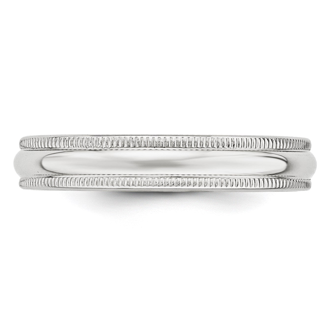 14K Weißgold 4 mm halbrunder Ehering mit Milgrain