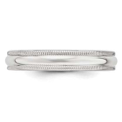 14K Weißgold 4 mm halbrunder Ehering mit Milgrain