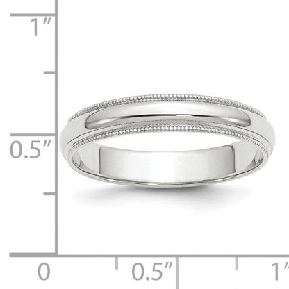 14K Weißgold 4 mm halbrunder Ehering mit Milgrain