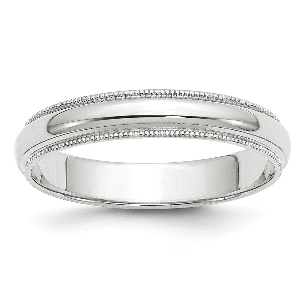 14K Weißgold 4 mm halbrunder Ehering mit Milgrain