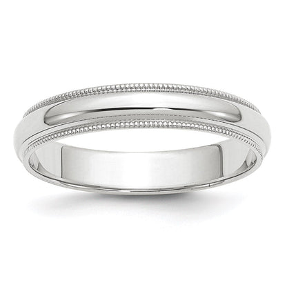 14K Weißgold 4 mm halbrunder Ehering mit Milgrain