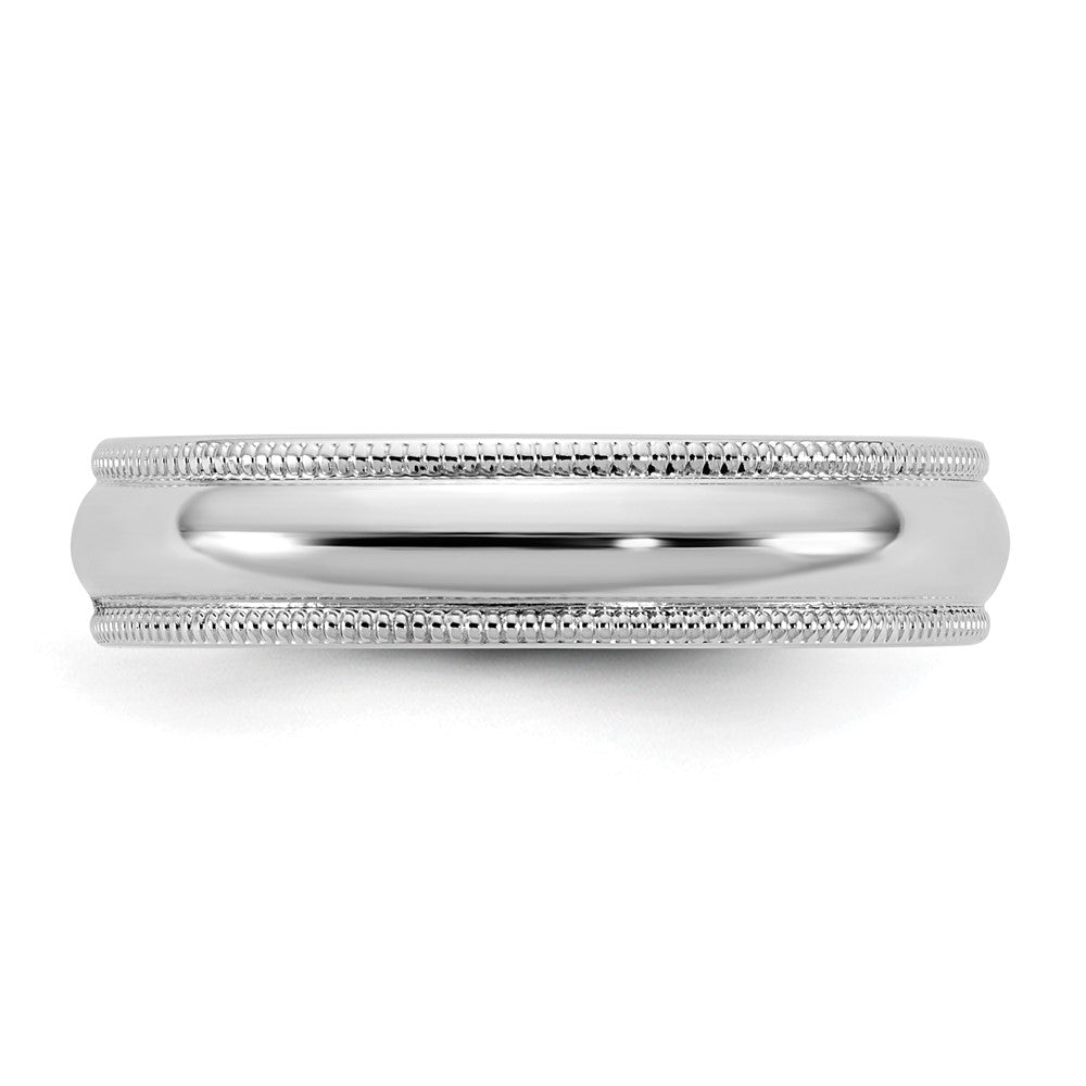 10K Weißgold 10Kw 4,5 mm Ring mit Milgrain-Kante, halbrund, Größe 7,5