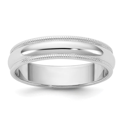 10K Weißgold 10Kw 4,5mm Milgrain Halbrund-Ring, Größe 10,5