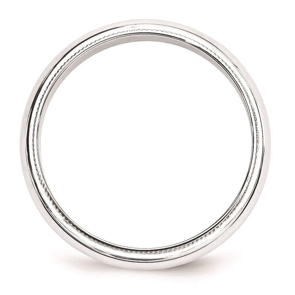 14K Weißgold 5 mm Ehering, halbrund mit Milgrain