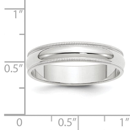 10K Weißgold 5 mm Ehering mit Milgrain, halbrund