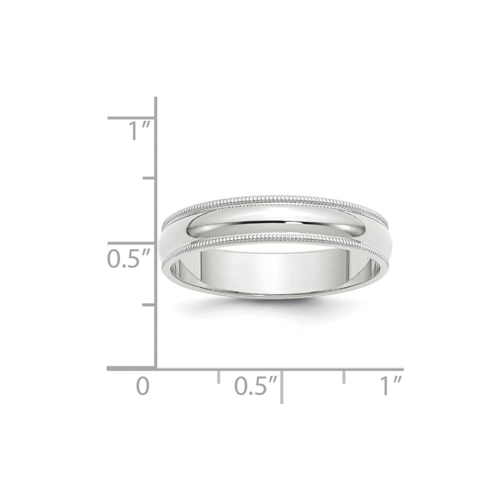 10K Weißgold 5 mm Ehering mit Milgrain, halbrund