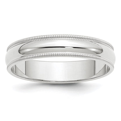 10K Weißgold 5 mm Ehering mit Milgrain, halbrund