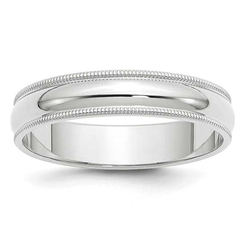 10K Weißgold 5 mm Ehering mit Milgrain, halbrund