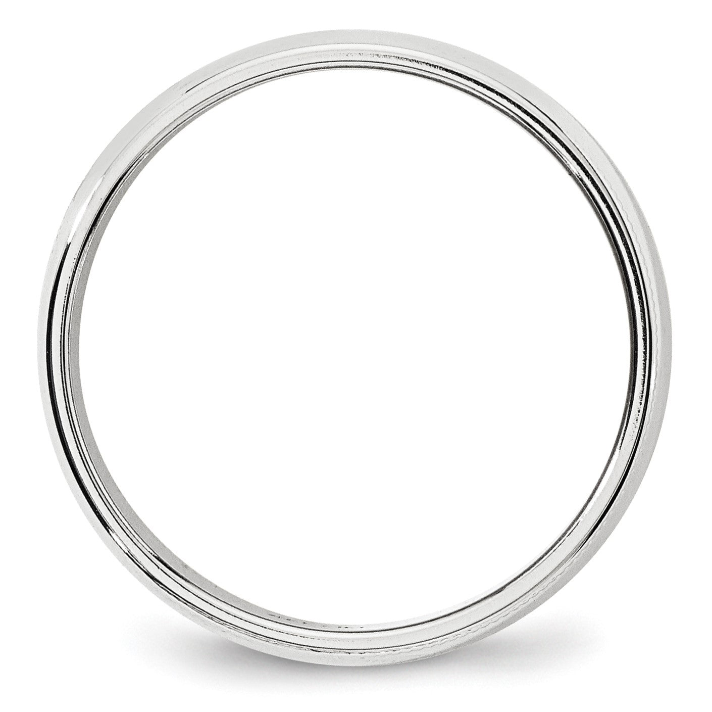 14K Weißgold 6 mm Ehering, halbrund mit Milgrain