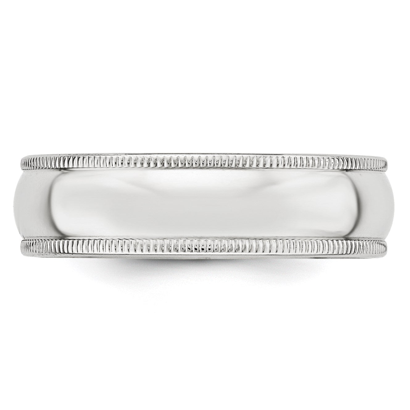 14K Weißgold 6 mm Ehering, halbrund mit Milgrain
