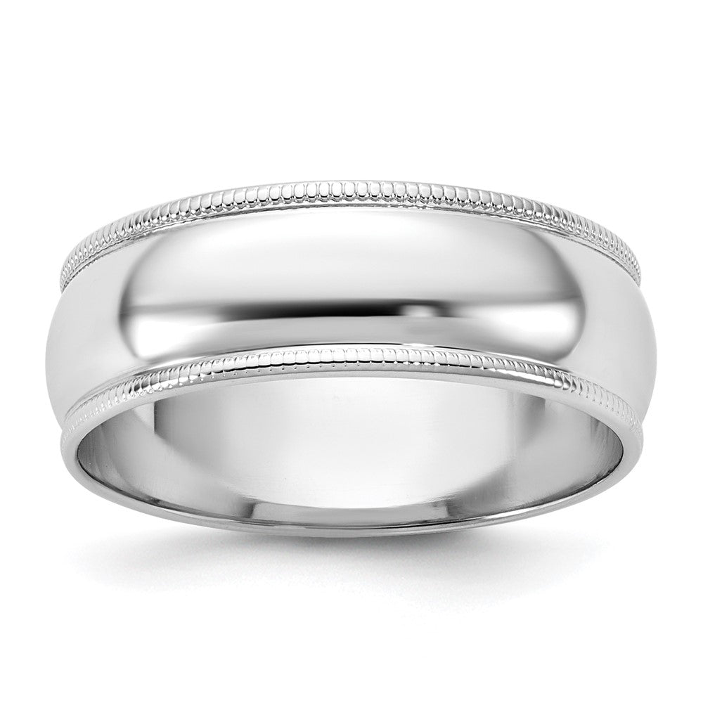 10K Weißgold 10Kw 6,5mm Milgrain Halbrund-Ring, Größe 6,5