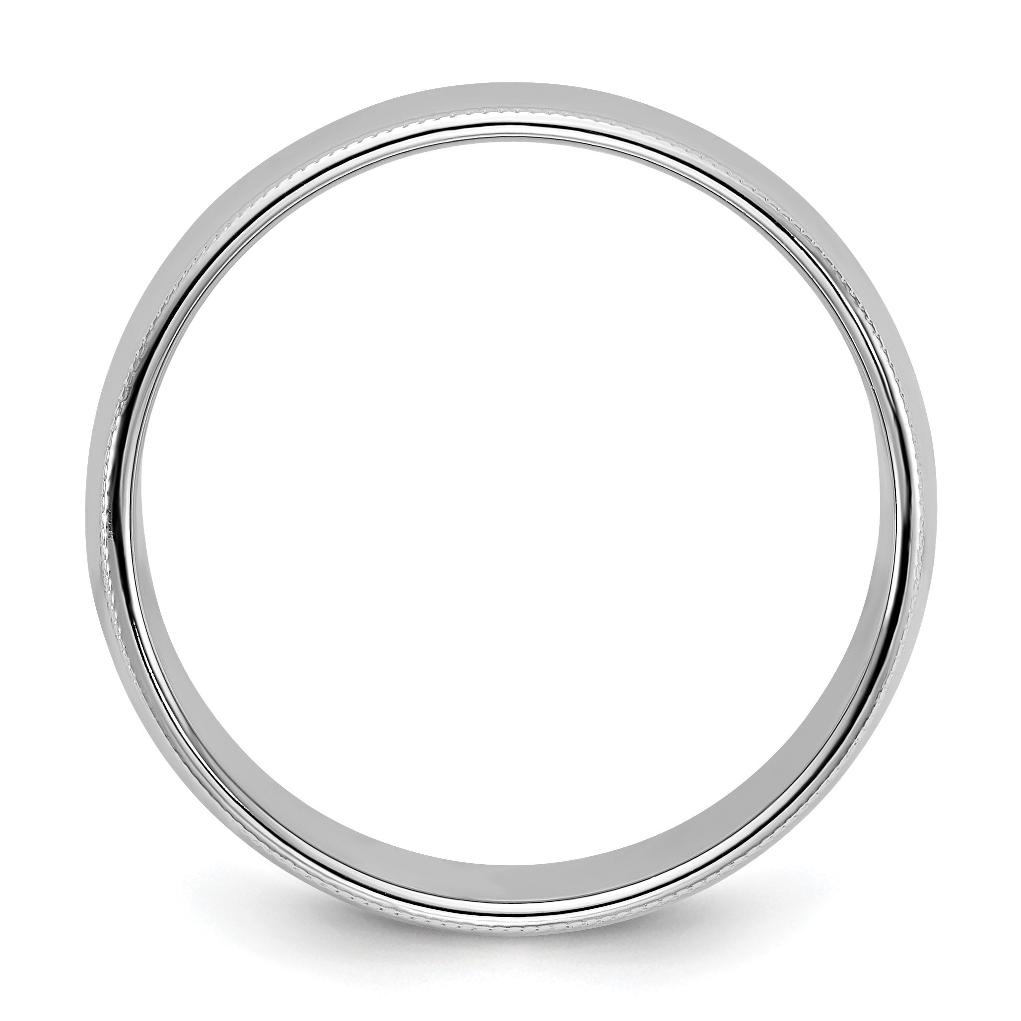 Ehering aus 10K Weißgold, 8 mm, halbrund mit Milgrain