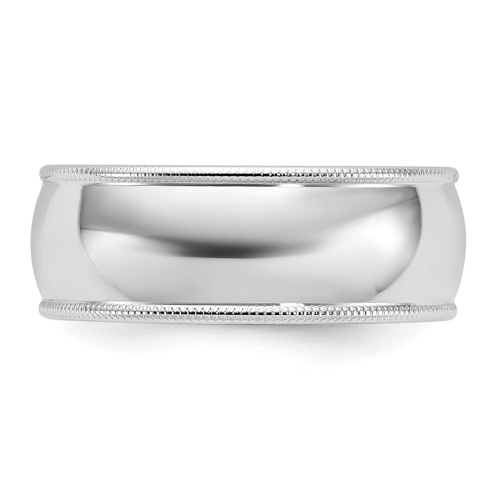 14K Weißgold 8 mm Milgrain halbrund Ehering