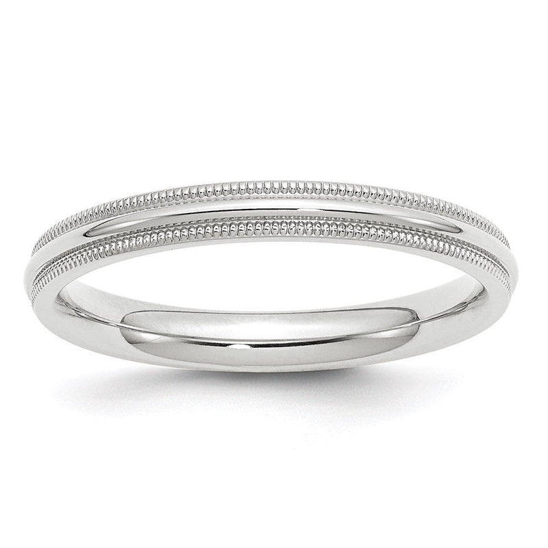 10K Weißgold 3 mm Milgrain halbrund Komfort-Passform Ehering