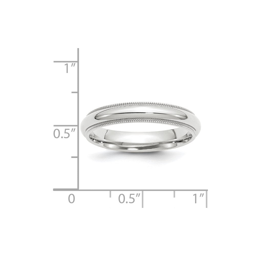 14K Weißgold 4 mm Milgrain Halbrund Komfort-Passform Ehering