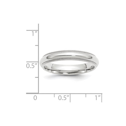 10K Weißgold 4 mm Milgrain halbrund Komfort-Passform Ehering