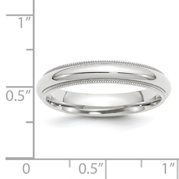 10K Weißgold 4 mm Milgrain halbrund Komfort-Passform Ehering