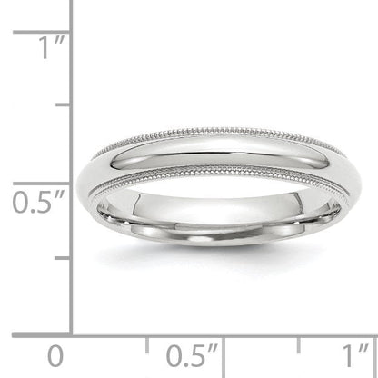 10K Weißgold 4 mm Milgrain halbrund Komfort-Passform Ehering