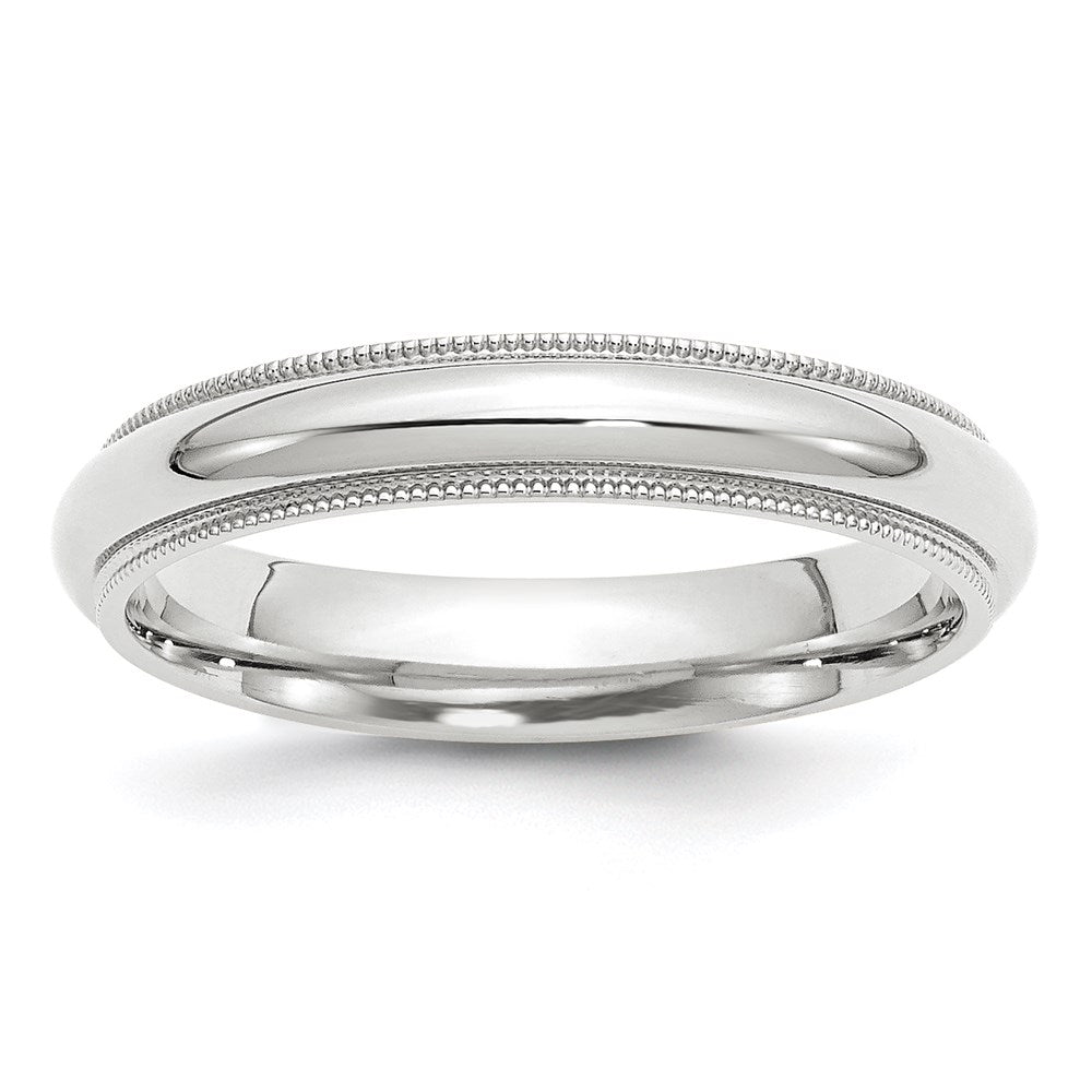 14K Weißgold 4 mm Milgrain Halbrund Komfort-Passform Ehering