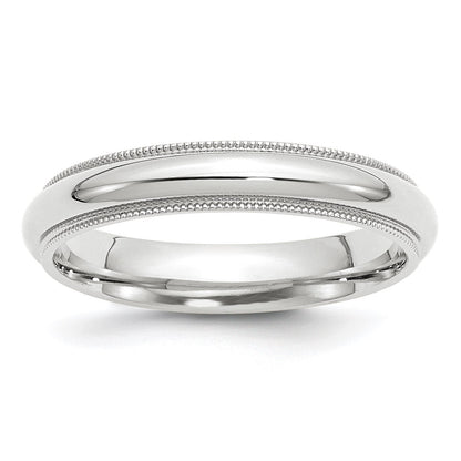 10K Weißgold 4 mm Milgrain halbrund Komfort-Passform Ehering