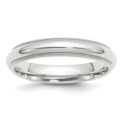 10K Weißgold 4 mm Milgrain halbrund Komfort-Passform Ehering