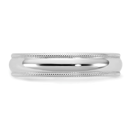 14K Weißgold 4,5mm Ehering mit Milgrain und Komfortpassform