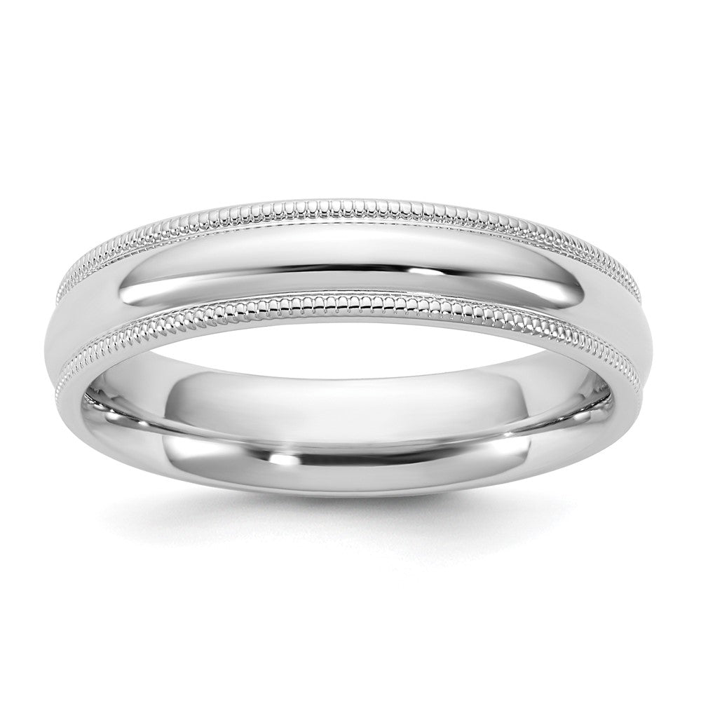 14K Weißgold 4,5mm Ehering mit Milgrain und Komfortpassform
