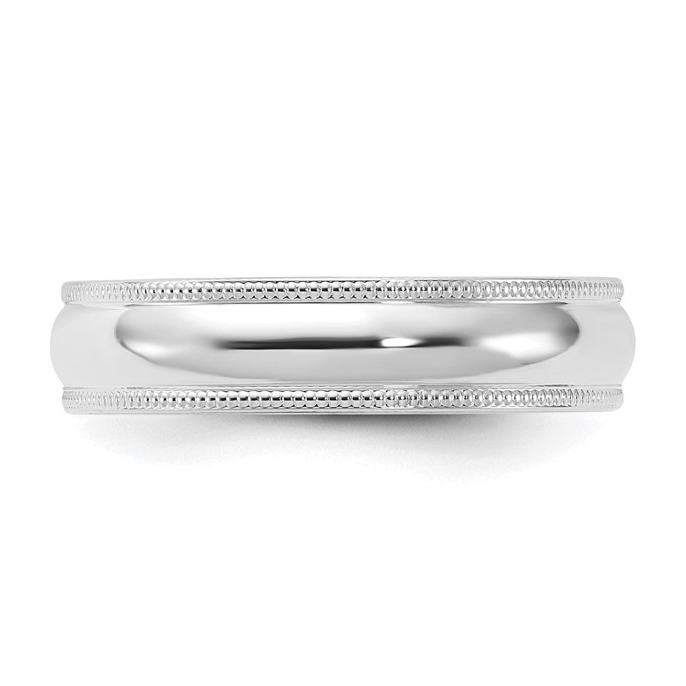 14K Weißgold 5 mm Milgrain Halbrund Komfort-Passform Ehering