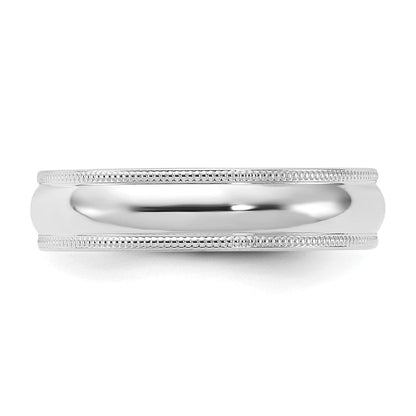 14K Weißgold 5 mm Milgrain Halbrund Komfort-Passform Ehering