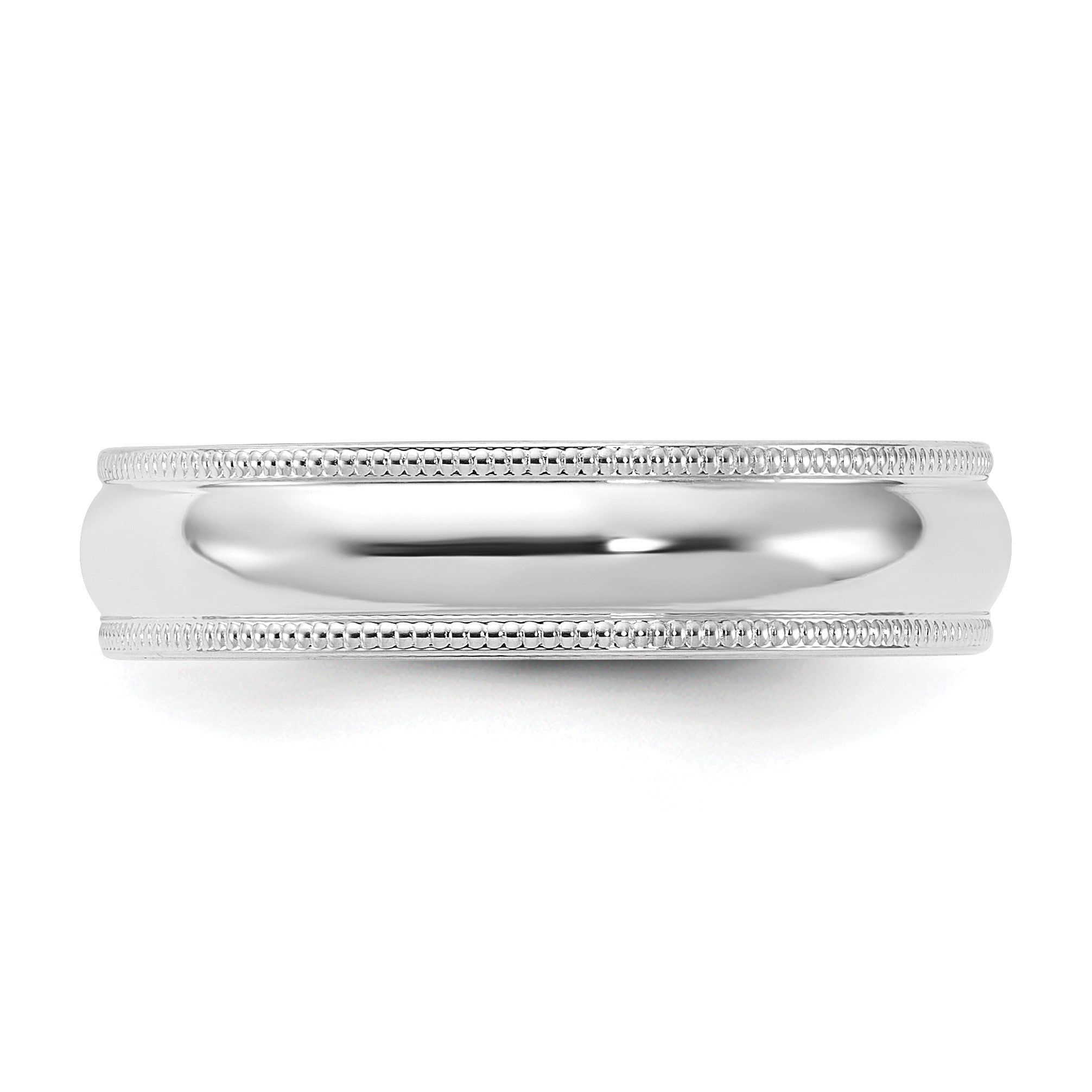 10K Weißgold 5 mm Milgrain Halbrund Ehering mit Komfort-Passform