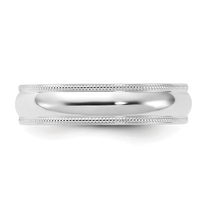 10K Weißgold 5 mm Milgrain Halbrund Ehering mit Komfort-Passform