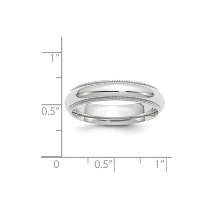 10K Weißgold 5 mm Milgrain Halbrund Ehering mit Komfort-Passform