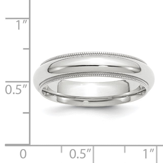 14K Weißgold 5 mm Milgrain Halbrund Komfort-Passform Ehering