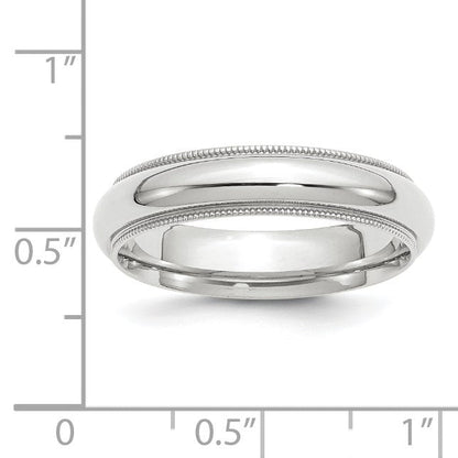 14K Weißgold 5 mm Milgrain Halbrund Komfort-Passform Ehering