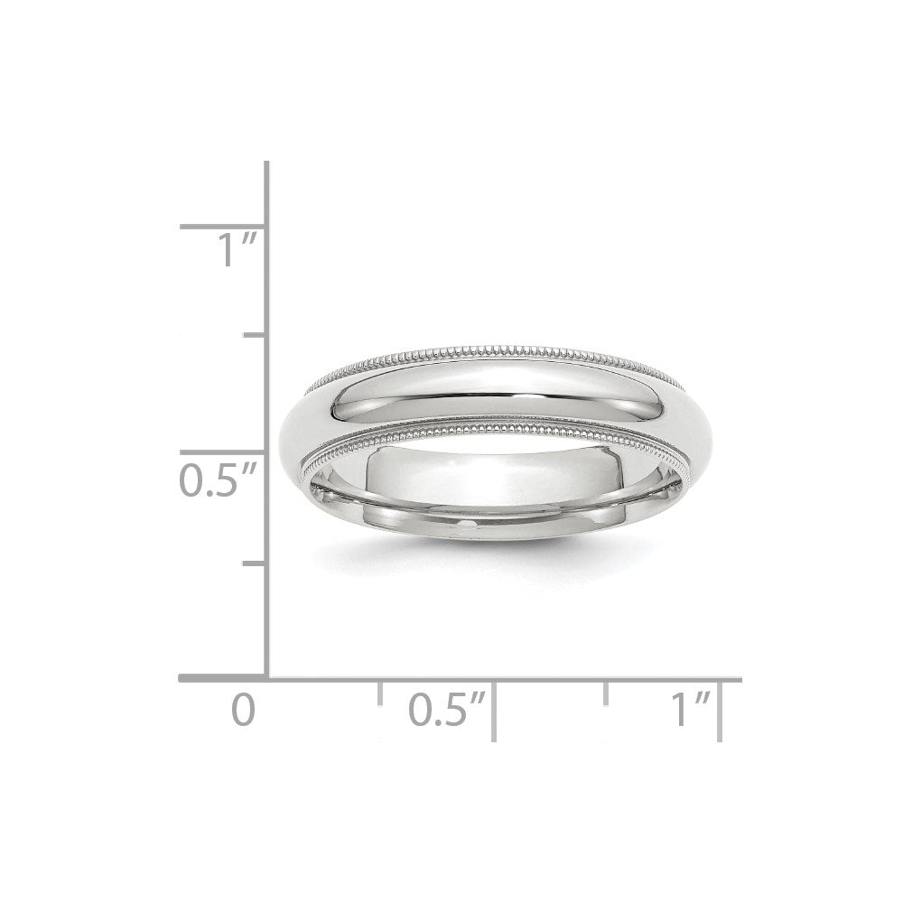 14K Weißgold 5 mm Milgrain Halbrund Komfort-Passform Ehering