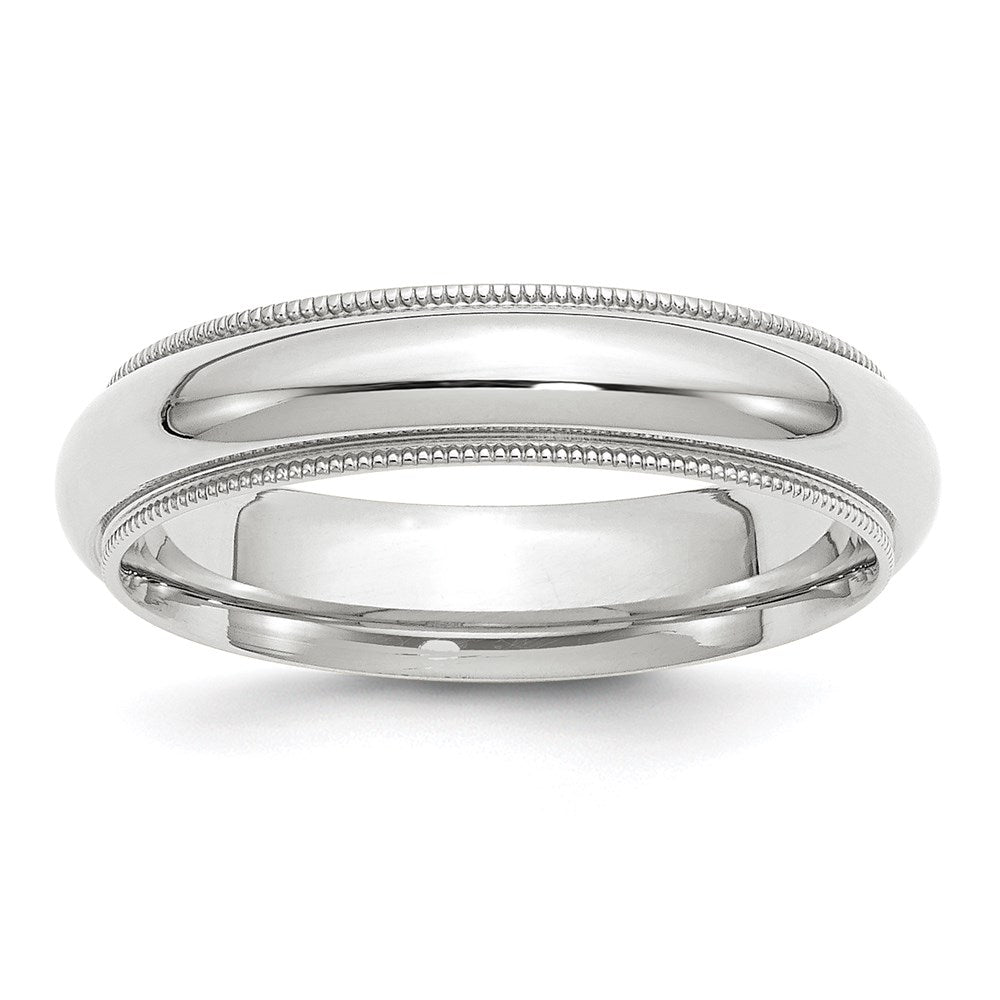 10K Weißgold 5 mm Milgrain Halbrund Ehering mit Komfort-Passform