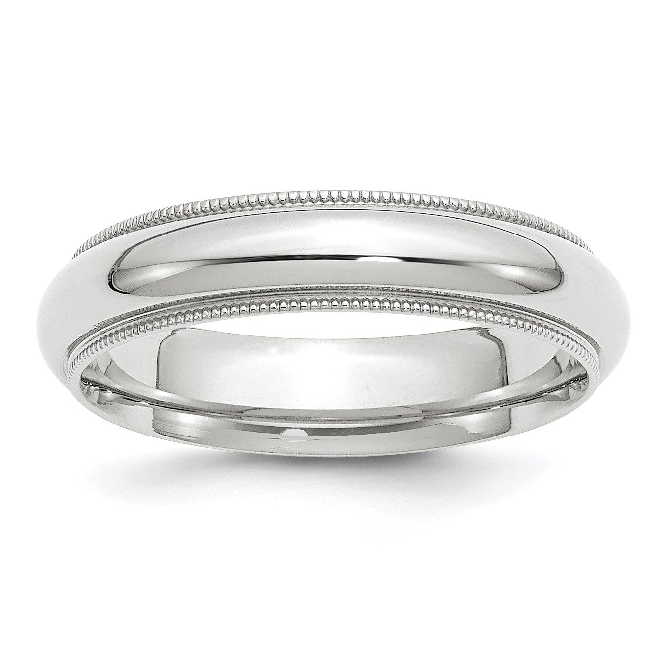 14K Weißgold 5 mm Milgrain Halbrund Komfort-Passform Ehering