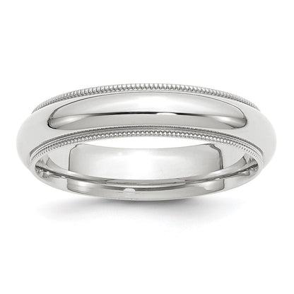 14K Weißgold 5 mm Milgrain Halbrund Komfort-Passform Ehering