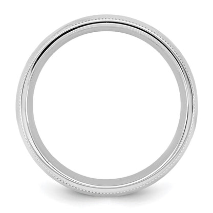 10K Weißgold 10Kw 5,5mm Milgrain Komfort-Fit Ring, Größe 7