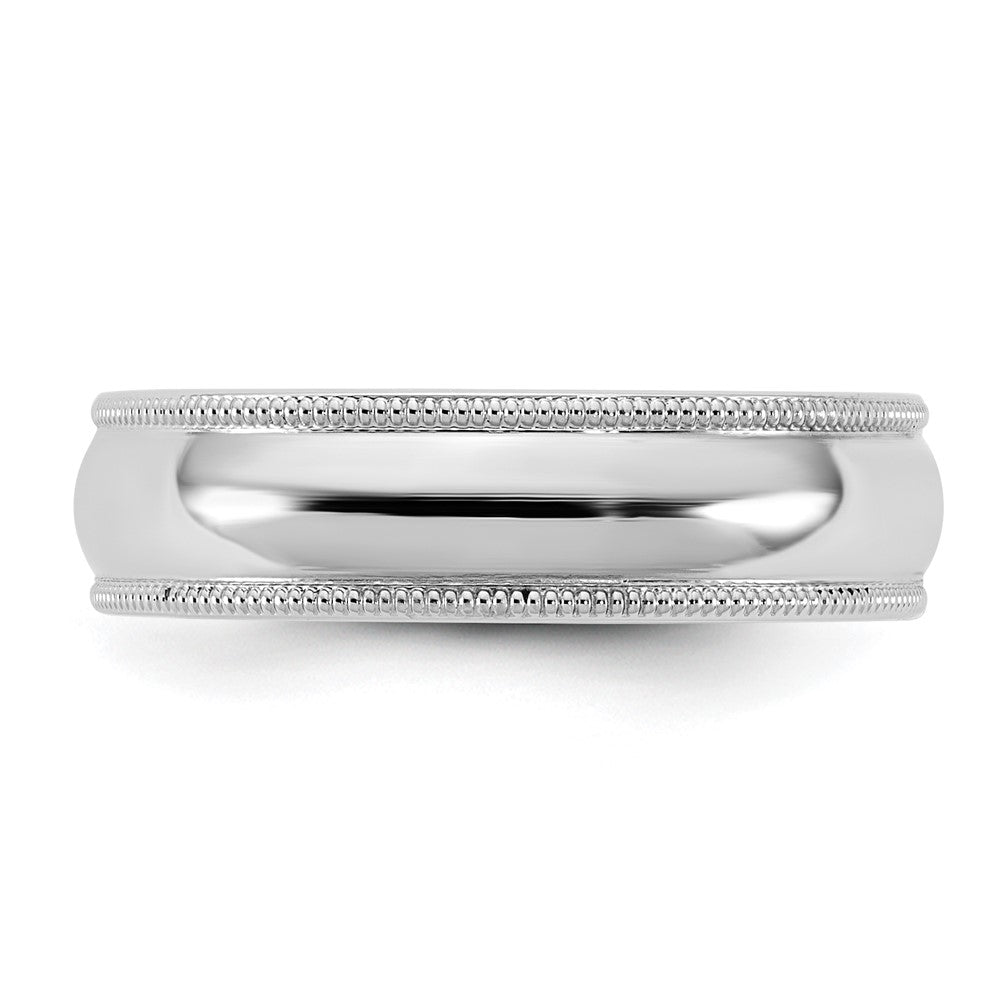 10K Weißgold 10Kw 5,5mm Milgrain Komfort-Fit Ring, Größe 7