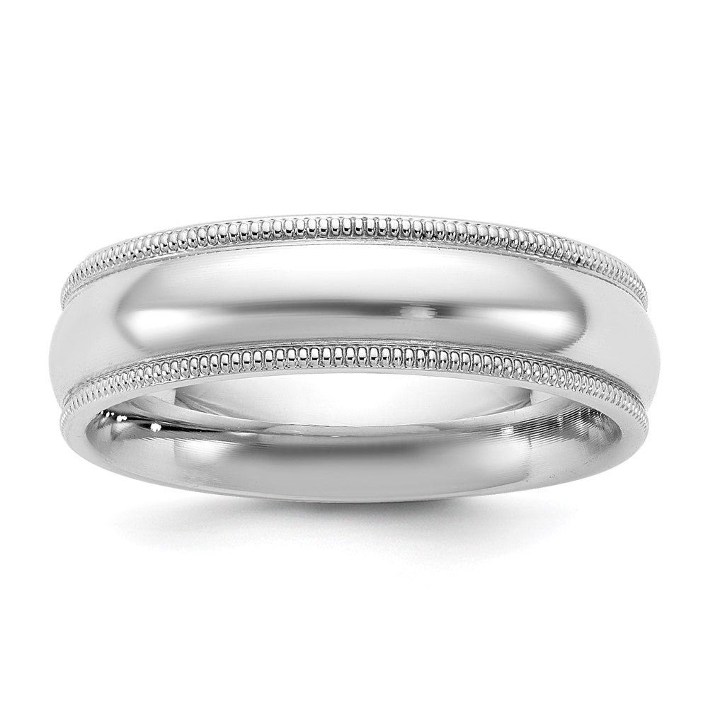 14K Weißgold Ehering mit 5,5 mm Breite, Milgrain und Komfortpassform