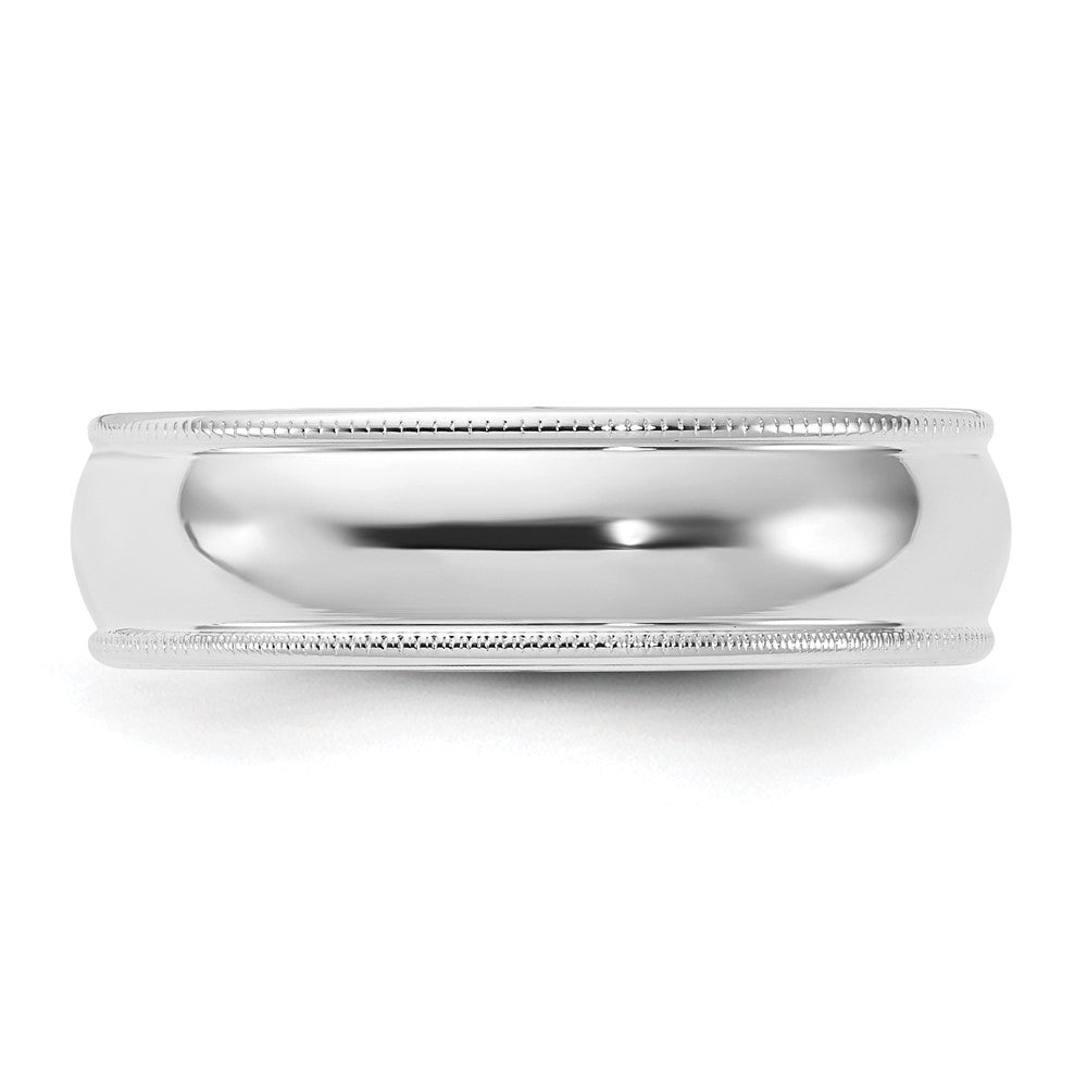 10K Weißgold 6 mm Milgrain halbrund Komfort-Passform Ehering