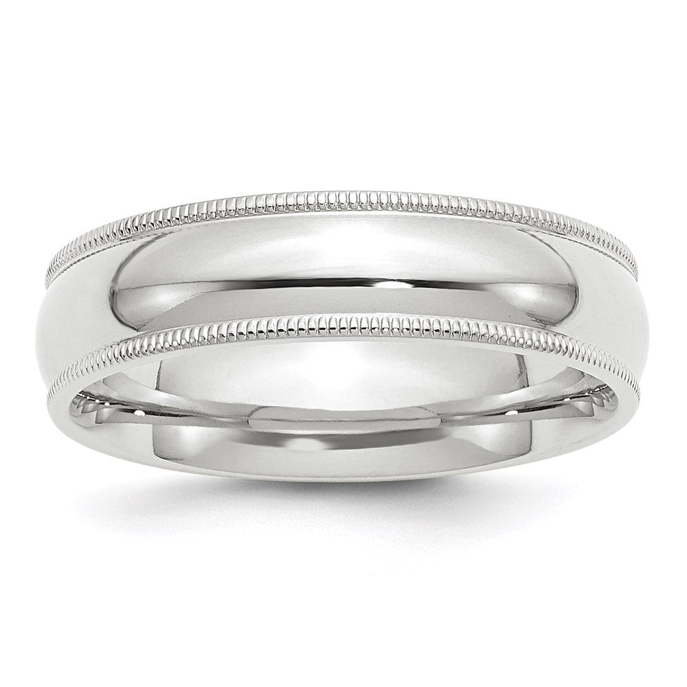 10K Weißgold 6 mm Milgrain halbrund Komfort-Passform Ehering