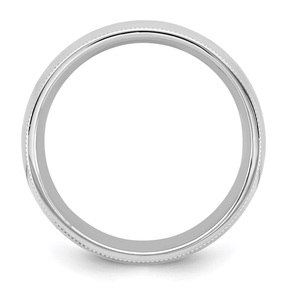 10K Weißgold 10Kw 6,5 mm Ring mit Milgrain-Kante und Komfortpassform, Größe 11,5