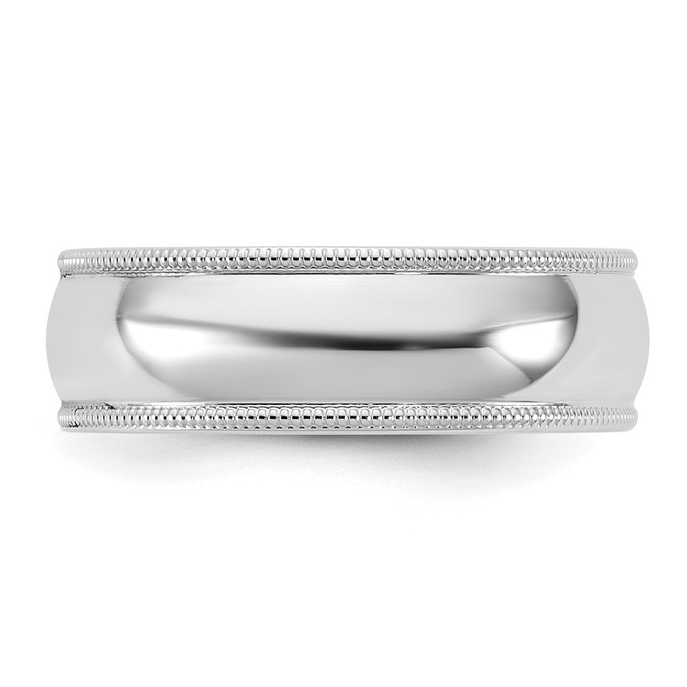 10K Weißgold 10Kw 6,5mm Ring mit Milgrain-Kante und Komfortpassform, Größe 12,5