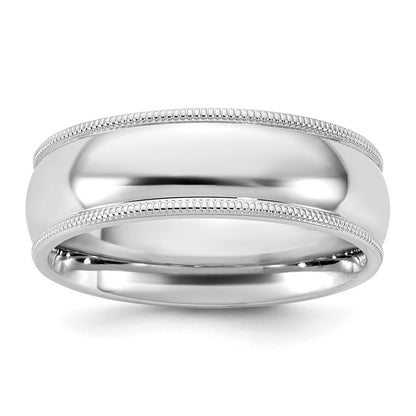 10K Weißgold Ehering, 6,5 mm, Milgrain, Komfort-Passform