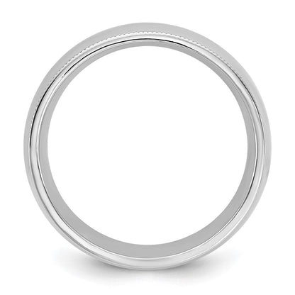 10K Weißgold 585 7 mm Ehering mit Milgrain und Komfortpassform, Größe 4,5