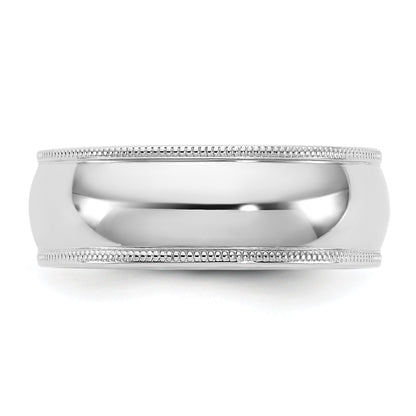 10K Weißgold 10Kw 7mm Milgrain Komfortpassform Ring Größe 7