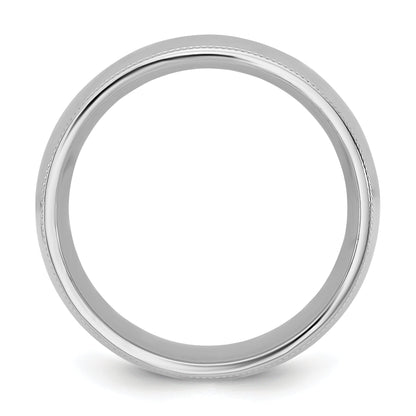 10K Weißgold 10Kw 8 mm Ehering mit Milgrain-Kante und Komfortpassform, Größe 6,5